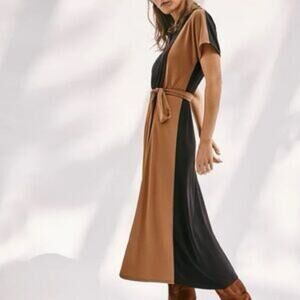 Ann Taylor Color Block Belted Midi Dress Size 14